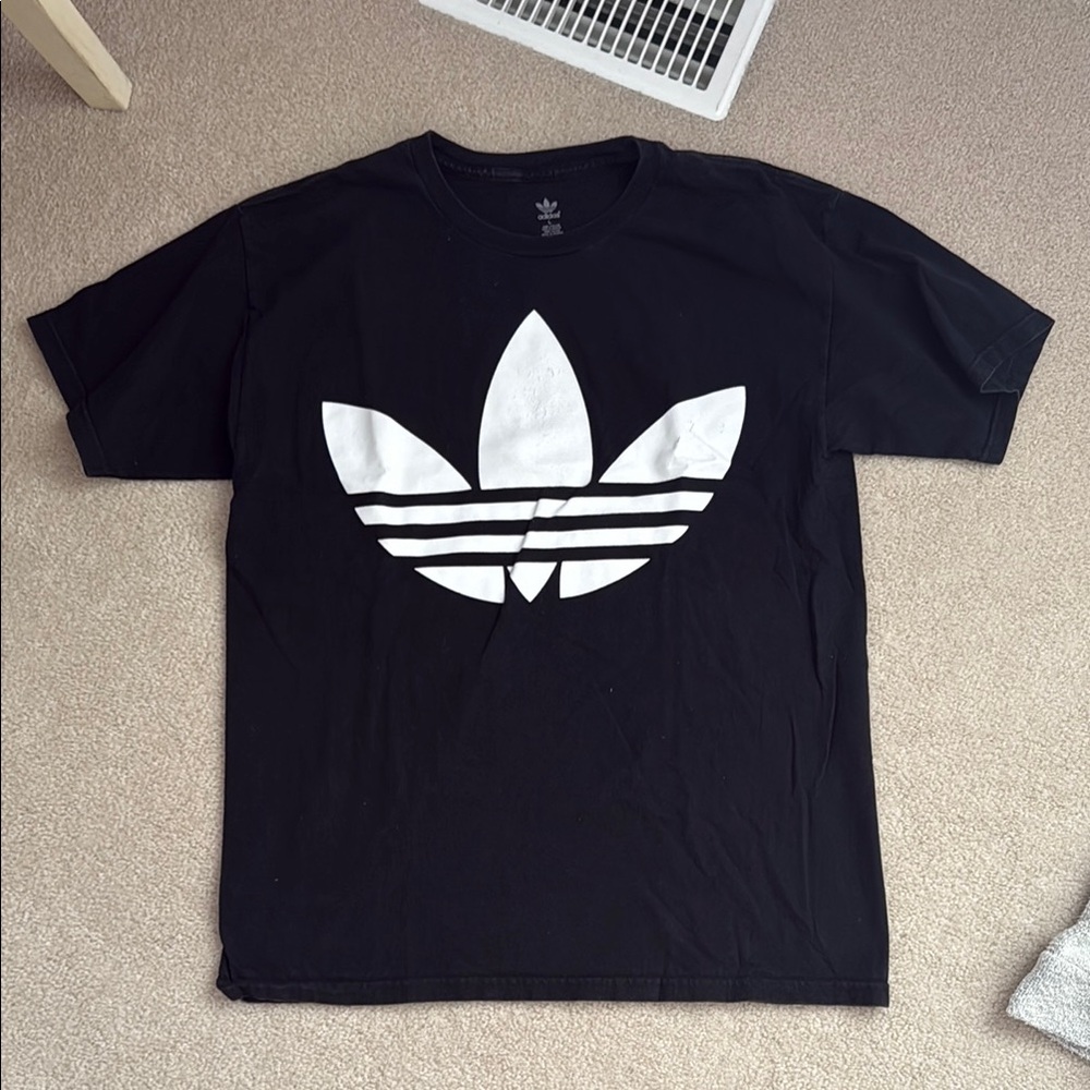 Adidas Black and White Trefoil Short Sleeve Tee